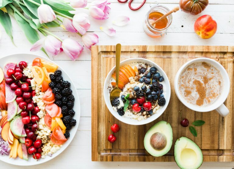healthy food displayed on table