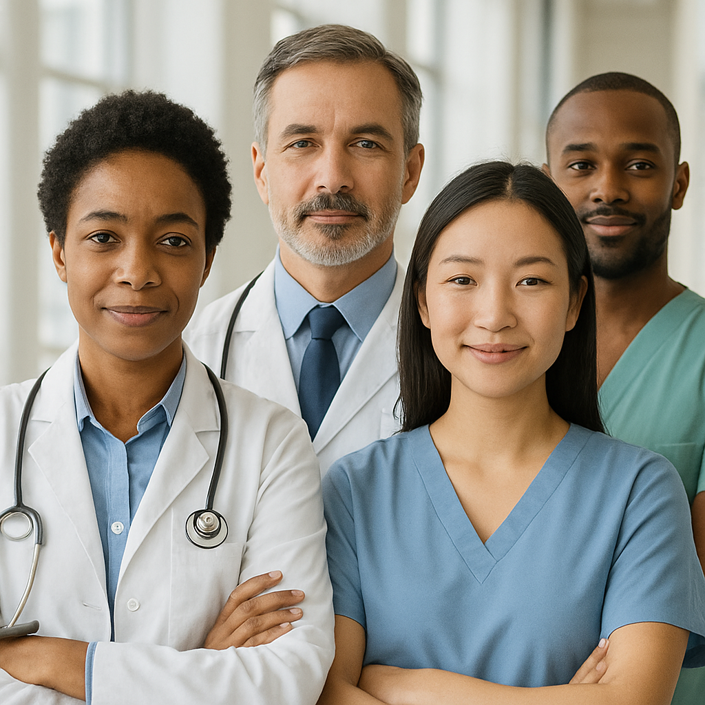Diverse group of health professionals